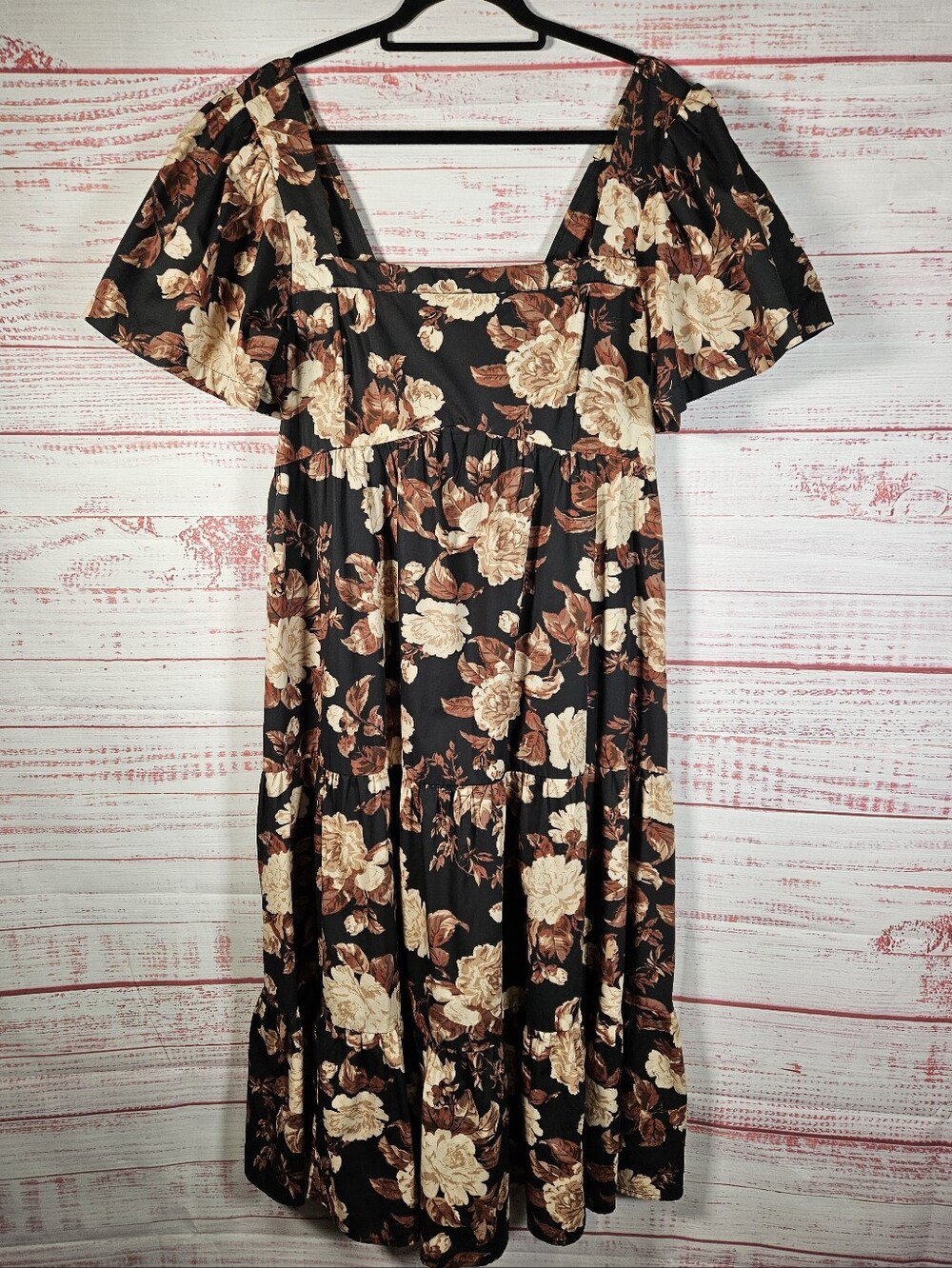 Abercrombie & Fitch Black Floral Midi Dress